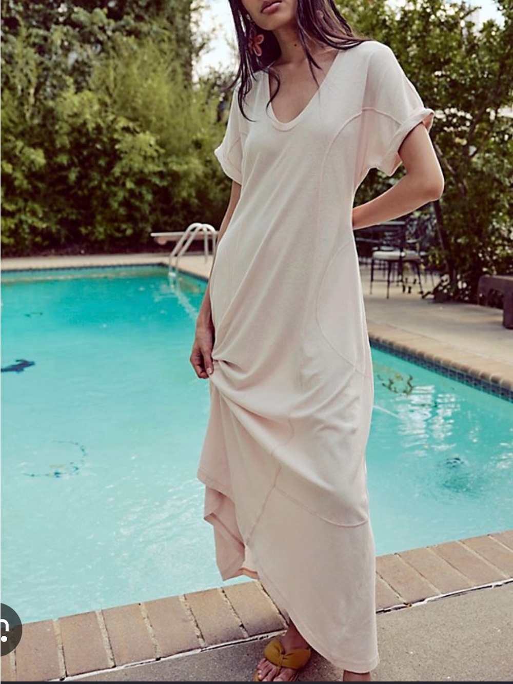 Free People Cream V-Neck Maxi Dress